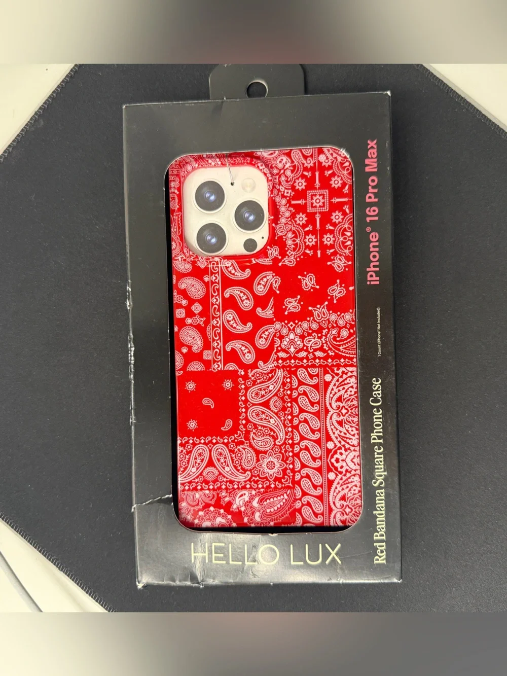 Hello Lux iPhone 16 Pro Max Case Red Bandana Paisley MagSafe Cover TPU